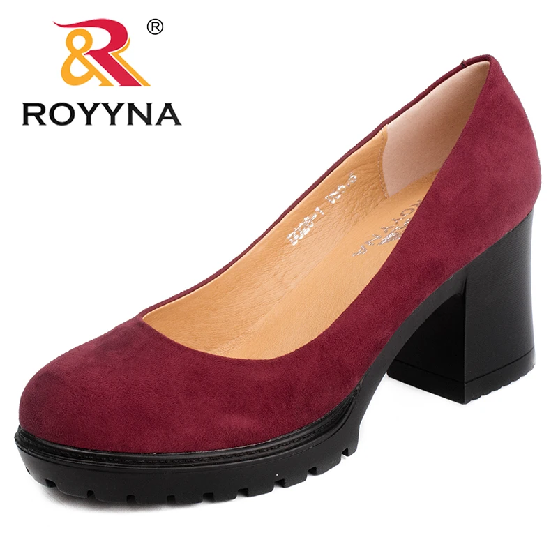 ROYYNA New Fashion Style Women Pumps Shallow Ladies Platform Shoes Round Toe Square Heels Women Wedding Shoes Wholesales