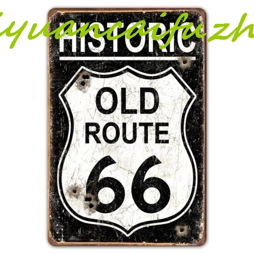 Винтажные металлические жестяные вывески SJKY Ylens, знак для гаража 8 x 12 — исторический автомобиль Old Route 66...