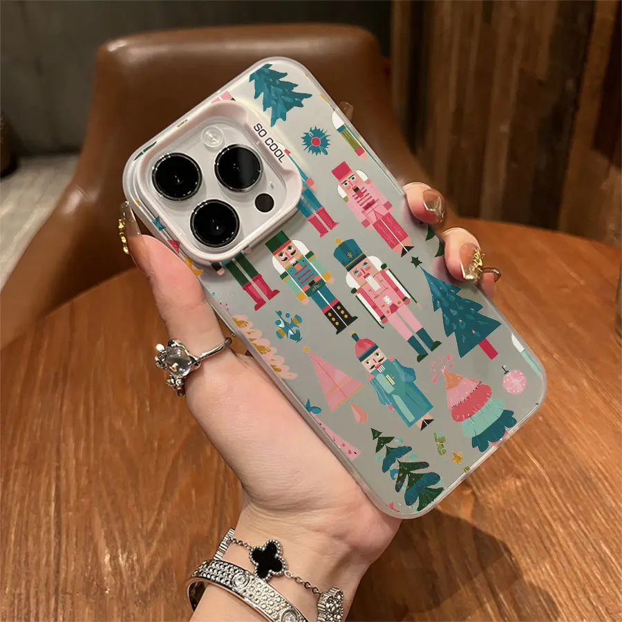 컬러풀한 호두까기 인형과 크리스마스 요소 아이폰 17에서 11 프로 맥스 플러스용 폰 케이스