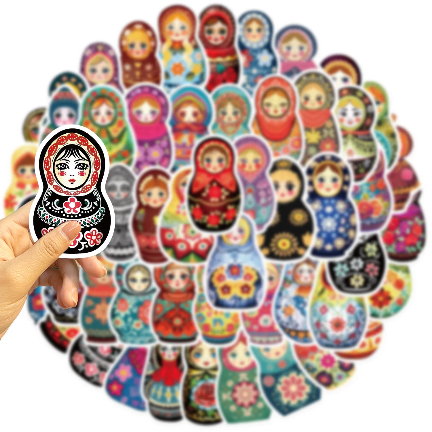 52 PCS Cartoon Russian Doll Graffiti Stickers For Personalized Decoration Guitar Laptop Suitcase DIY Waterproof Sticker