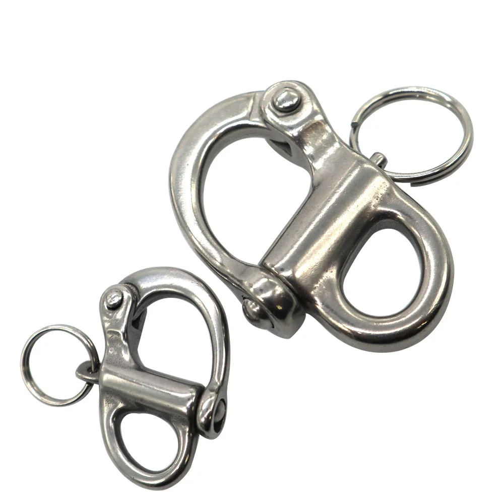 Stainless steel 316 fixed spring shackle, fixed shackle, hand-pulled quick-hanging shackle, self-locking shackle rigging