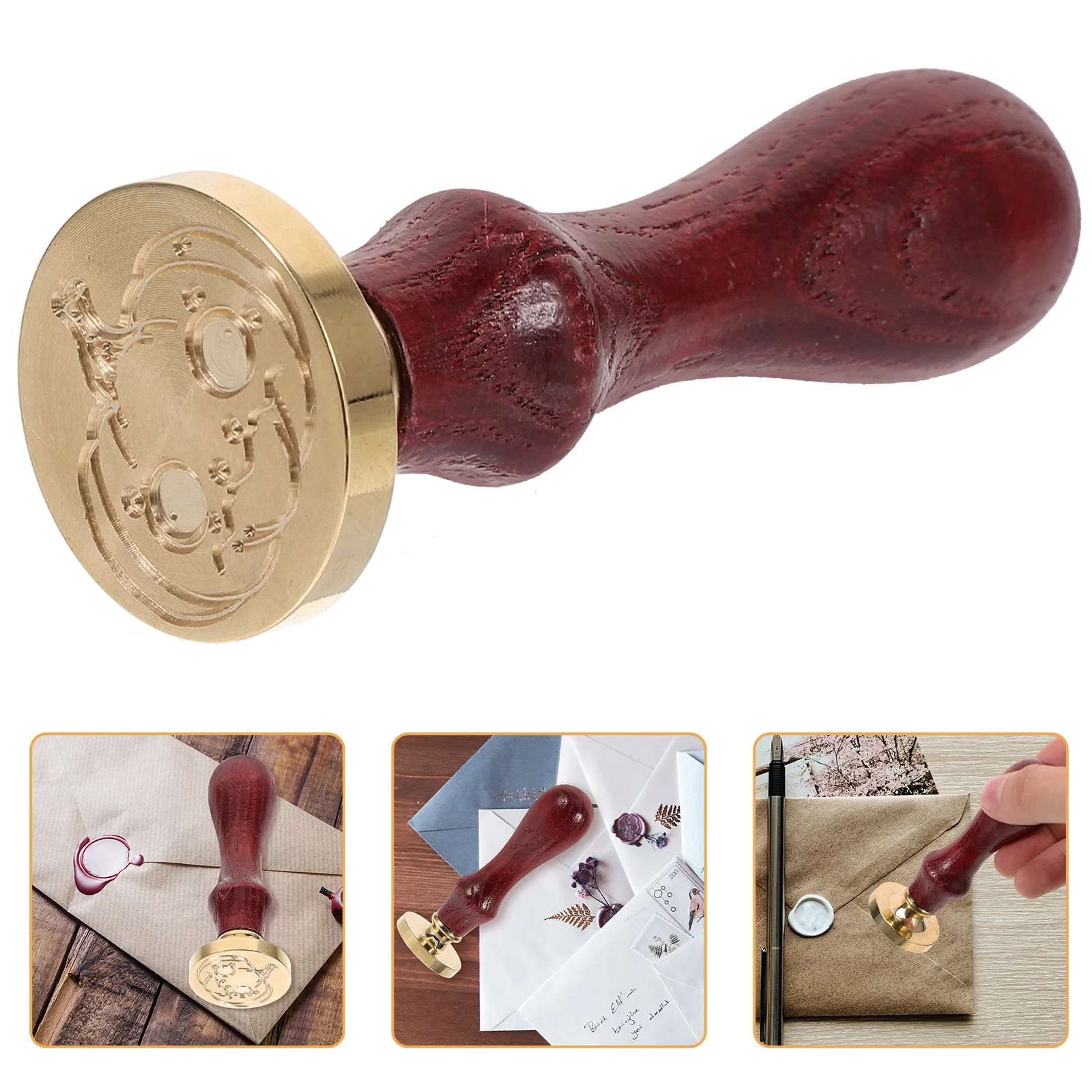 

Wax Seal Copper Head Wood Handle Sun Pattern Wax Envelope Seal Unique Creative Pattern for Scrapbook