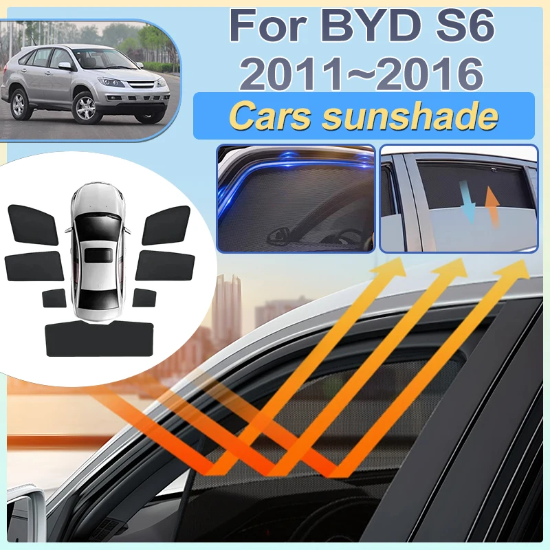

For BYD S6 Accessories 2011-2016 Car Side Window Sunshade Front Rear Windshield Mesh Sun Visor Cover Protection Auto Accessories