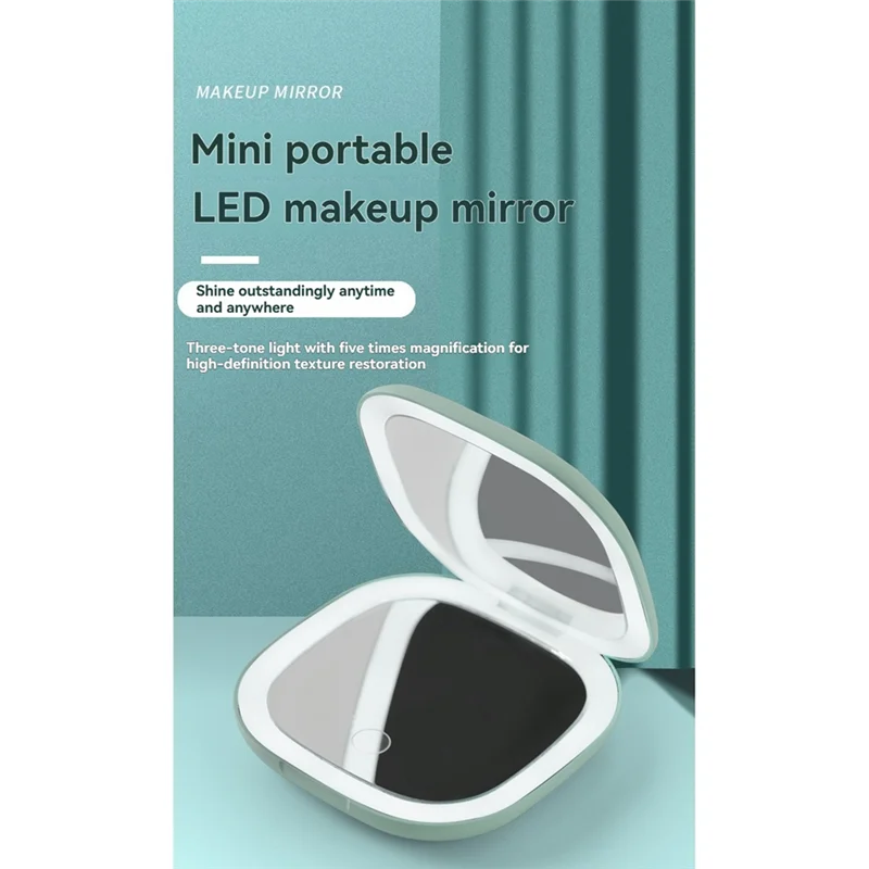 A76G-miroir Compact Portable avec lumières miroir de poche grossissant 5X pour voyage miroir de voyage double LED avec 3 Modes de couleur