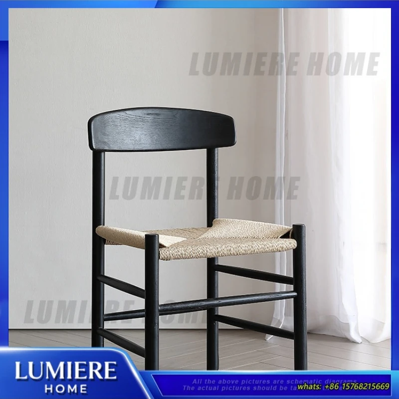 

Обеденный стул в стиле Ваби-саби с спинкой, плетеное сиденье из ротанга и массива дерева для дома, кухни, кафе, чайной, гостиной, лаунж-зоны