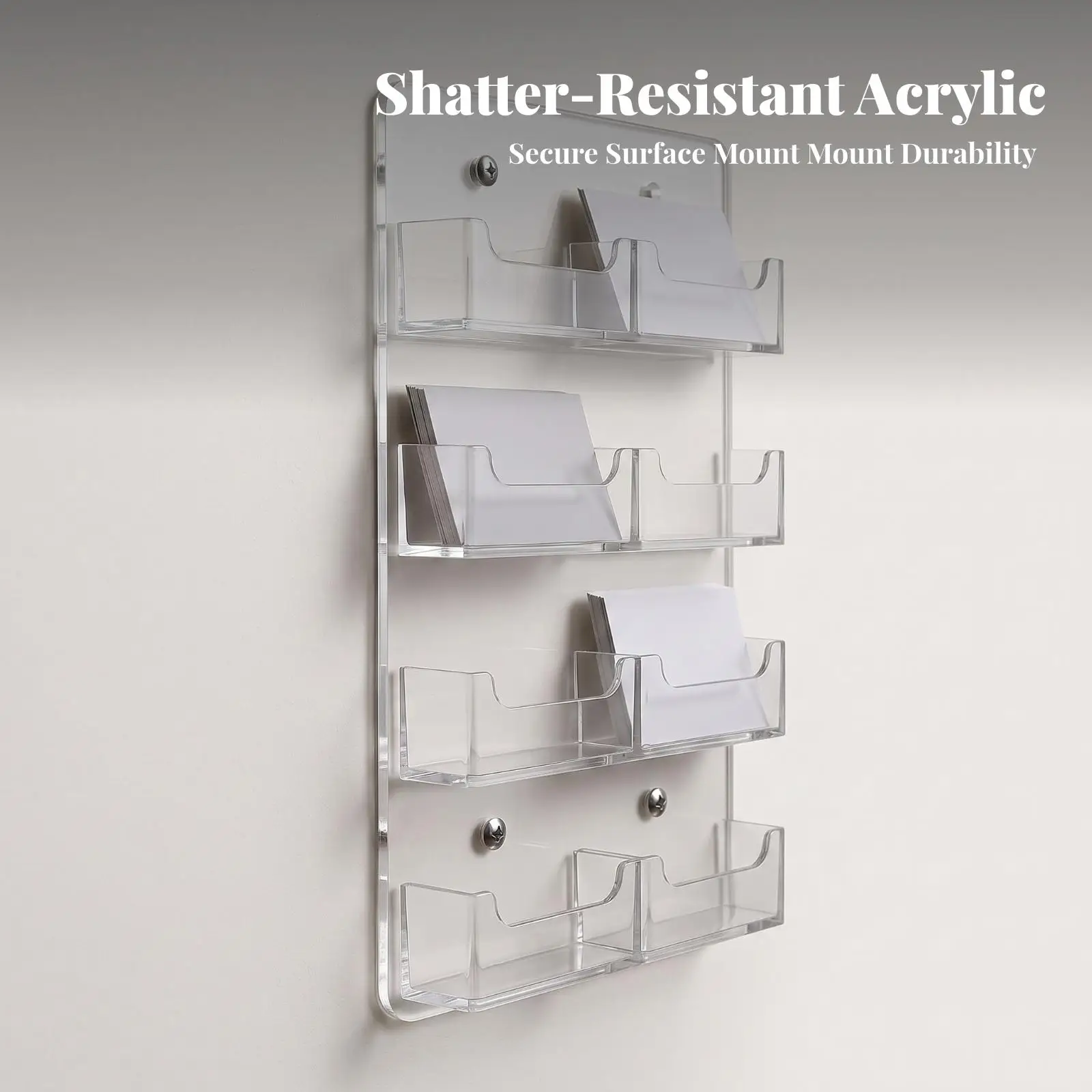 Acrylic Business Card Holder Display Rack for Desk Wall Mount with Screws Transparent Organizer