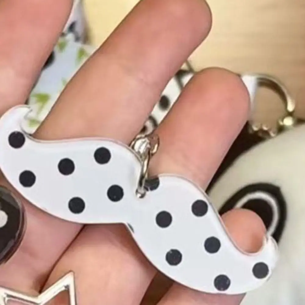 Punk Polka Dot Beard Keychain Cute Cartoon Y2K DIY Crafts Mobile Phone Pendants Kawaii Harajuku Acrylic Material Bag Charms