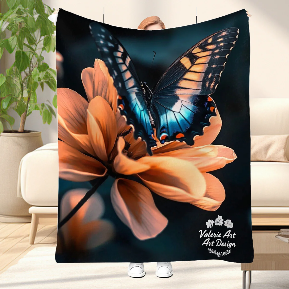 A Super Soft Flannel Blanket Featuring an Angry Tiger'S Head Against a Dark, Colorful Graffiti Background, Perfect for Travel