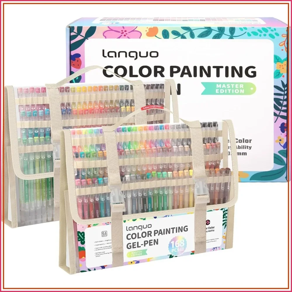 

168 Pack Gel Pens for Coloring on Black & White Paper, Fine Point 0.6mm, Smooth Writing for Art, Journaling & Office