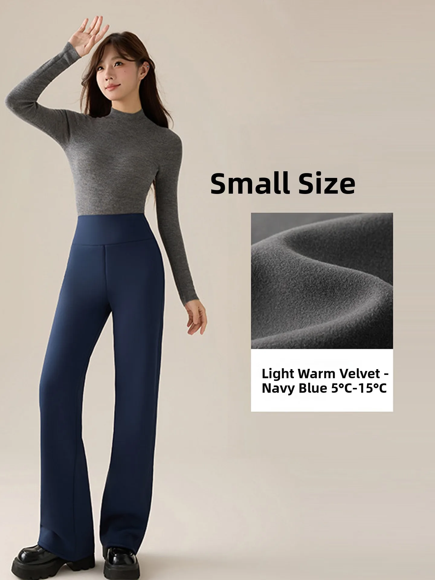 

Синие прямые брюки для йоги на подкладке, женские свободные теплые брюки с высокой талией, осенне-зимние повседневные брюки больших размеров