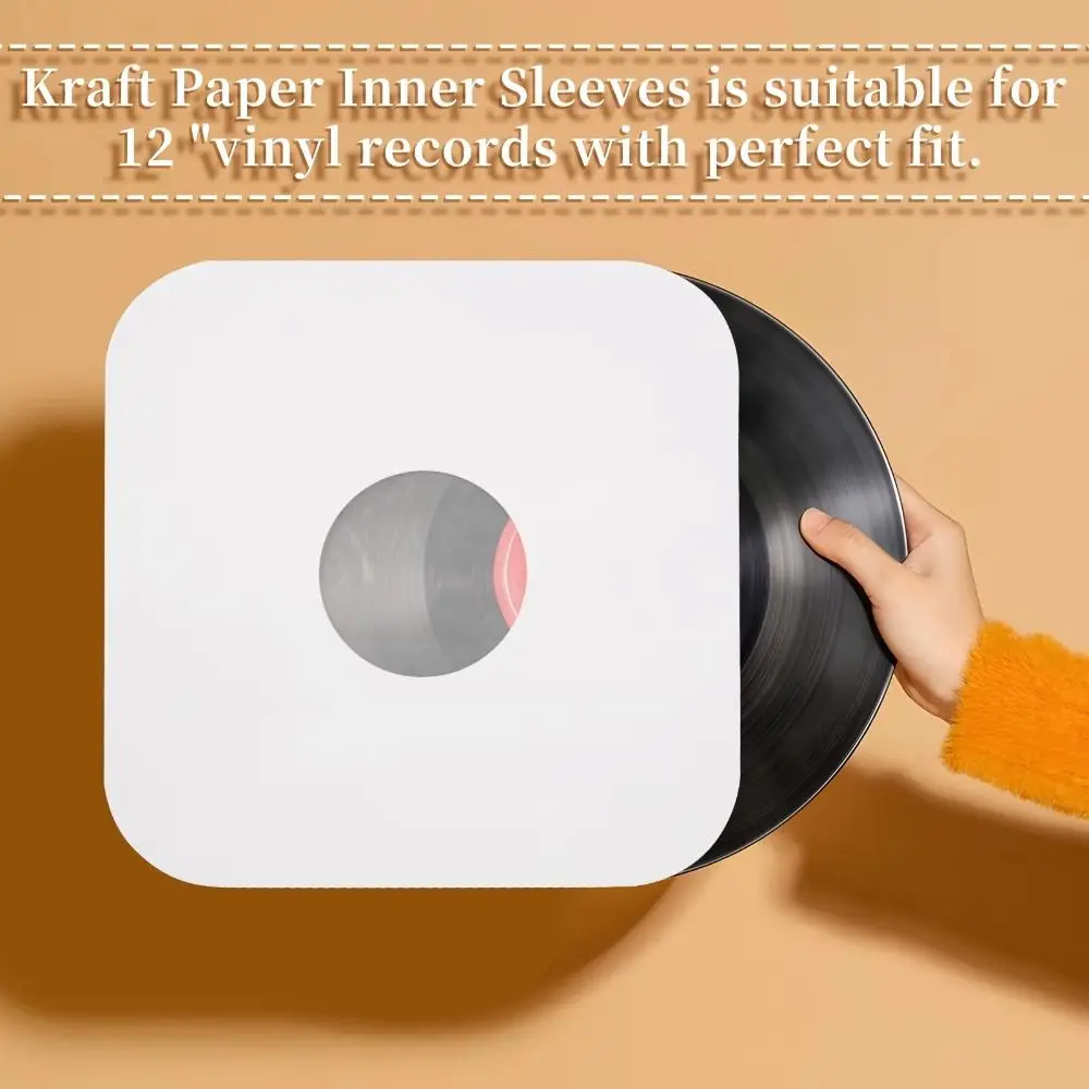 New 12 Inch Vinyl Record Storage Sleeves White With Poly-lined Kraft Paper Bags Anti-static Record Storage Bags