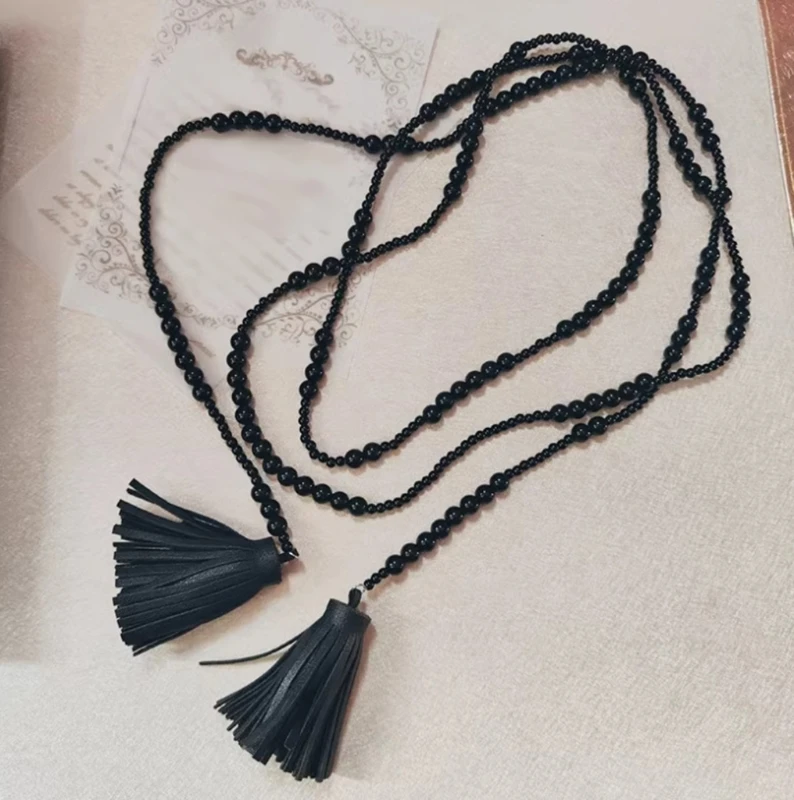 Elegant Beads Tassels Body Chain Hand Beading Collar Necklace for Stage Shows Shoulder Neck Jewelry for Music Festival