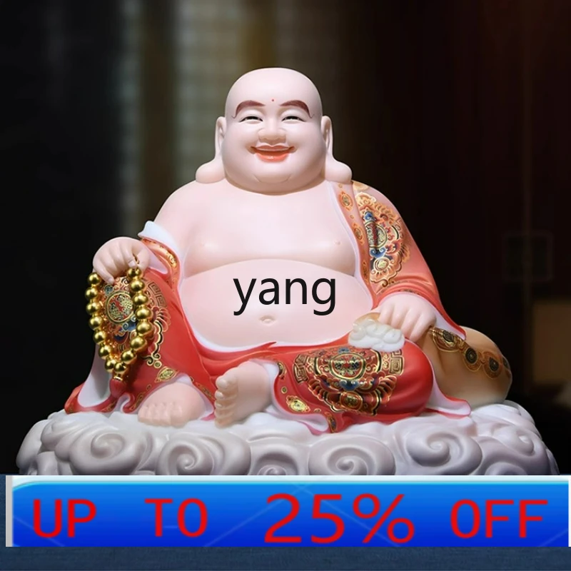 LTT wide-body Maitreya Buddha Bodhisattva big-bellied smiling Buddha statue marble painted living room lucky ornament
