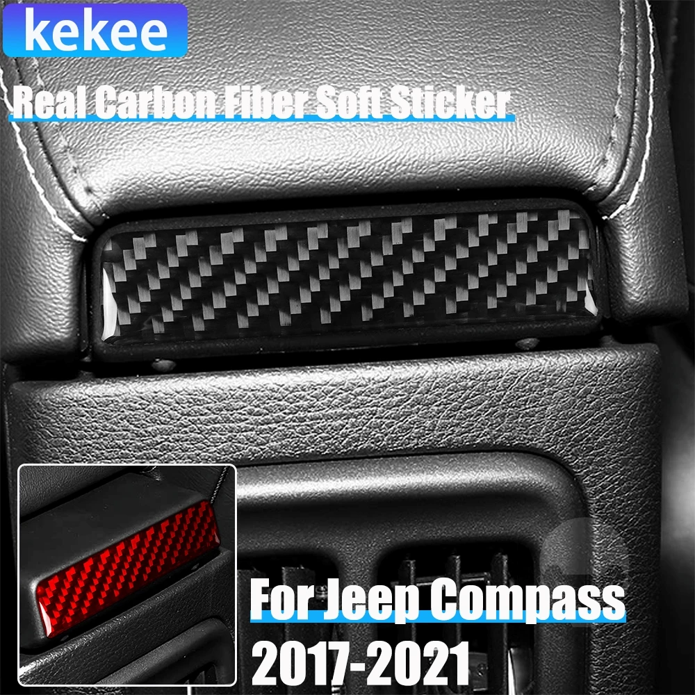 

Real Carbon Fiber Car Accessories Rear Vent Strip Decorative Trim Cover Soft Sticker For Jeep Compass 2017 2018 2019 2020 2021