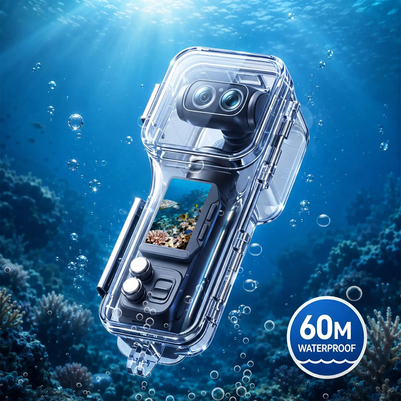 Boîtier étanche PULUZ, pour plongée sous-marine jusqu'à 60 m/196 pieds, avec verre optique à haute transparence pour Insta360 Luna Ultra.