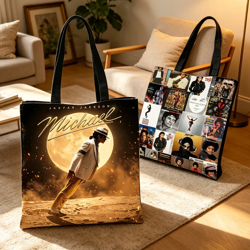Michael Jackson Shoulder Bag High Capacity Eco Reusable Women Men Casual Shopping Tote Pouch Kawaii Cartoon Anime Handbags Gift