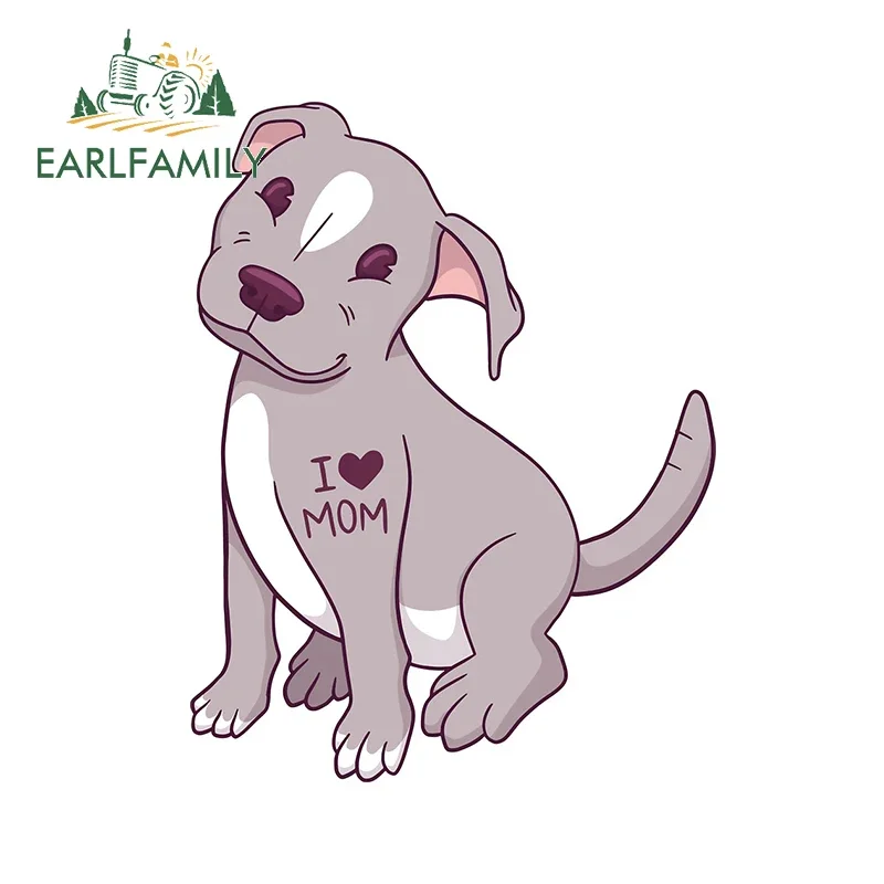 EARLFAMILY 13cm x 9.9cm For Puppy With I Love Mom Tattoo Funny Car Stickers Vinyl Car Wrap Decal Motorcycle Creative Graphics