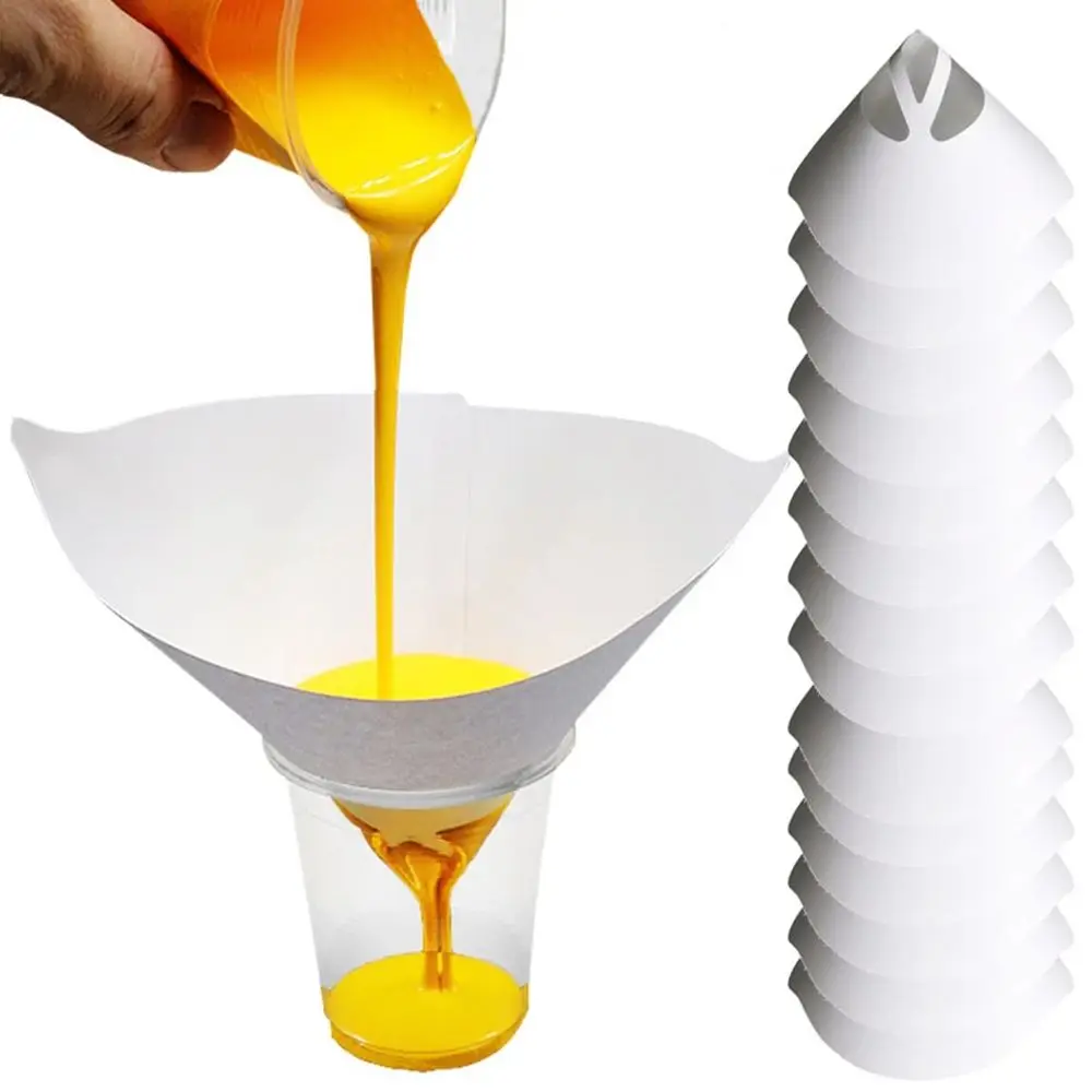 Car Spray 100 Mesh Paint Strainers Net Conical Paper Funnels Paint Filter Funnel Paper Purifying Straining Cup Paint Filter