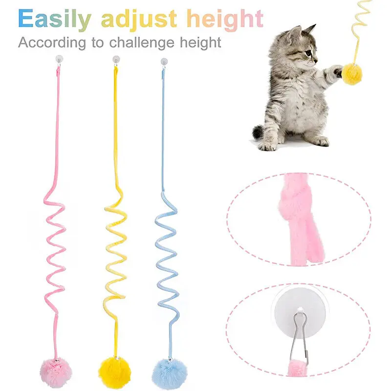 Pet Cat Spring Toy Self-Healing Plush Toy Can Be Hung And Retractable Toy Cat Toy Elastic Bite-Resistant Rabbit Fur Ball