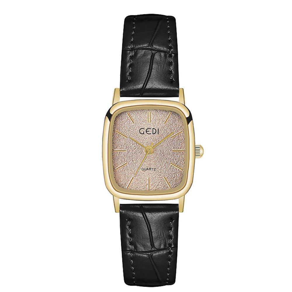 Fashion Temperament Vintage Square leather Quartz Watch For women's girl Student gift  Women's accessories