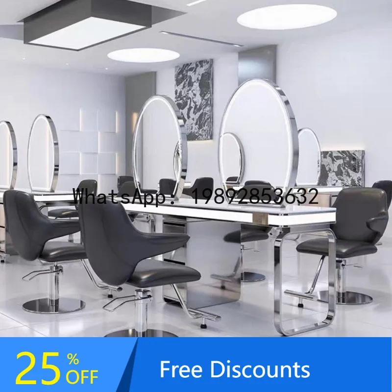 Barber Shop Mirror Stand Single Double Sided Four  with Cabinet Hairdressing Mirror Stand Hair Salon Can Do Perm and Dyeing Now