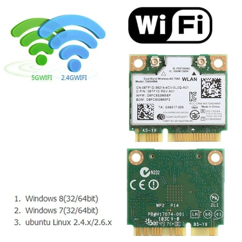 K0EA Dual Band 2.4+5G 300M 802.11a/b/g/n WiFi Wireless Half Mini PCI-E