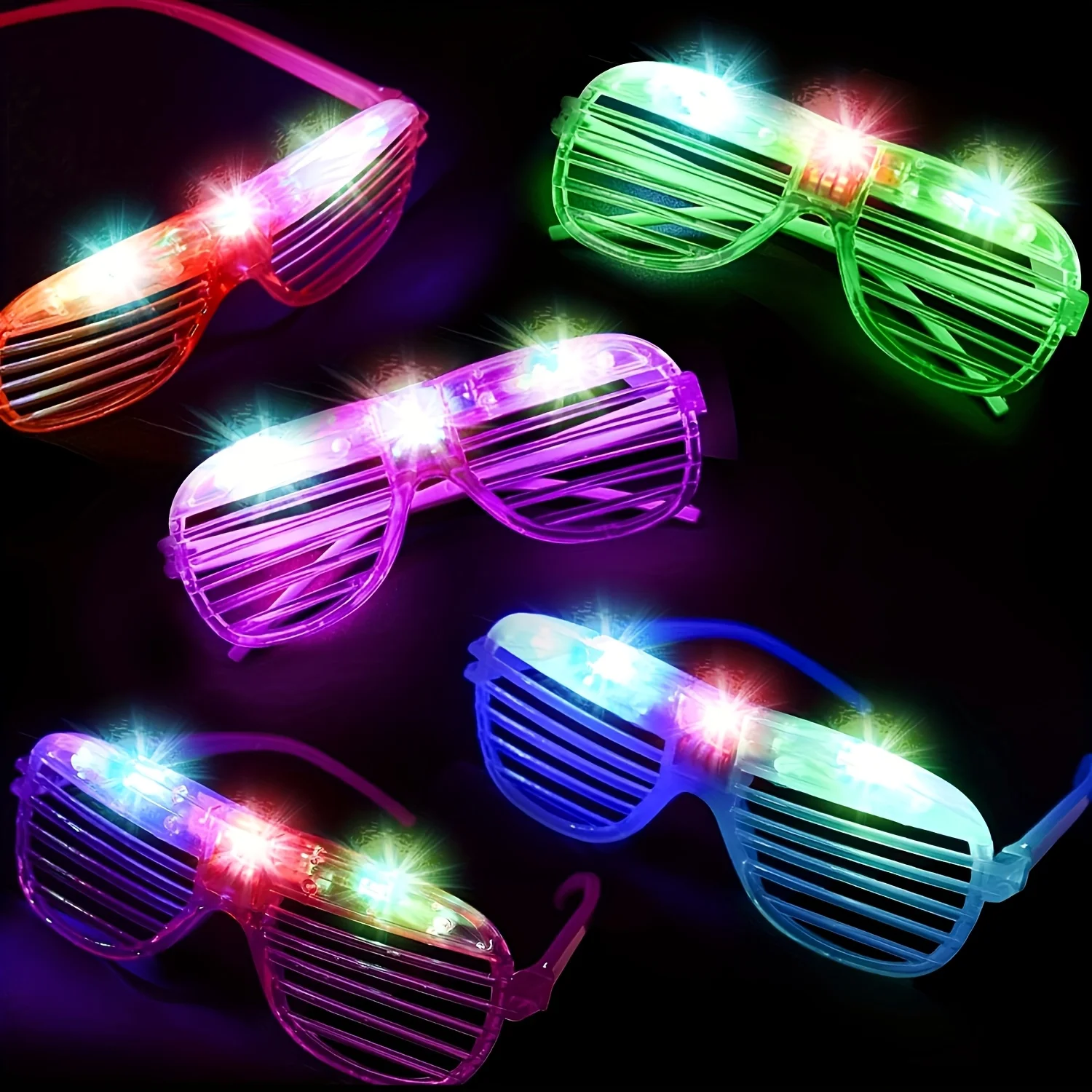 Lunettes de fête flash LED 24 pièces, couleurs néon lumineuses, mélange et correspondance de couleurs aléatoires, fêtes d'anniversaire, mariages et événements nocturnes