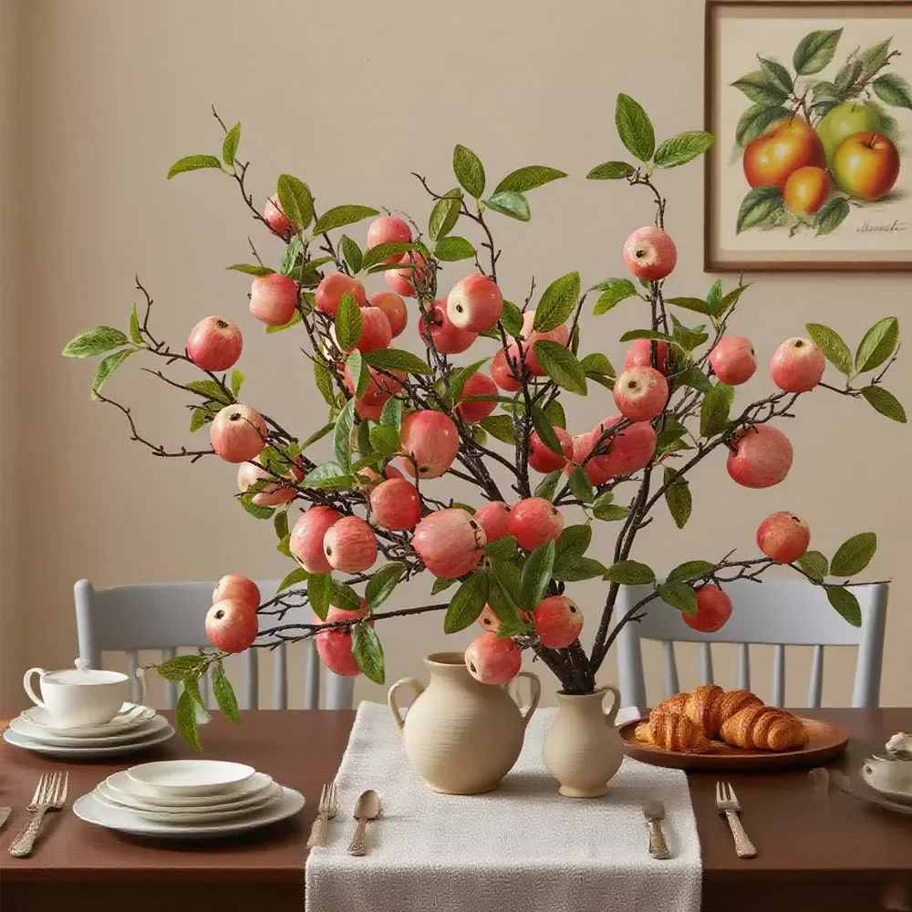 Artificial Simulated Apple Fruit Tree Flowers Bouquet for Home Living Room Table Wedding Decoration Fake Flowers