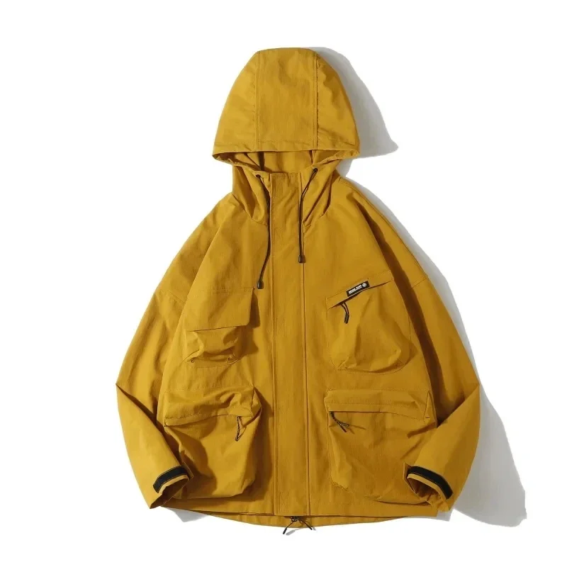 Kapuzen-Cargojacke mit mehreren Taschen, Unisex, im japanischen Harajuku-Stil, lässiger, winddichter Mantel für Frühling und Herbst, Outdoor-Oberteil für Paare. – Detail 5