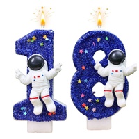 Disney Cartoon Blue Starry Sky Theme 0-9 Digital Candles with Sequins Suitable for Birthday Party Cake Decoration Preferred Gift