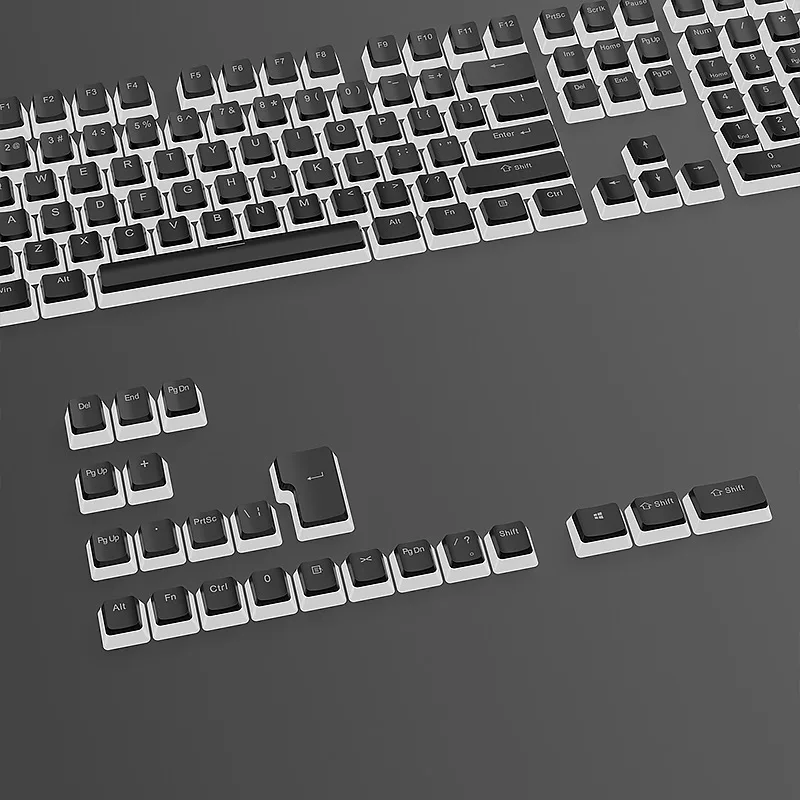 新しいブラック130キー プディングキーキャップ フルセット ミルク デュアルショット ABS 発光 在庫あり 工場カスタムキーキャップ メカニカルキーボード用