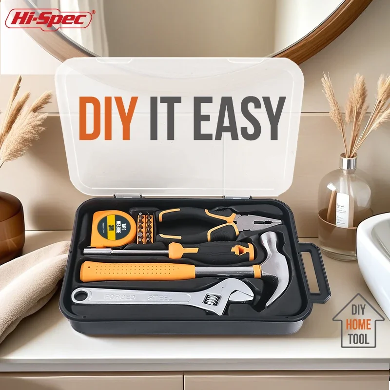 Hi-Spec DIY Gift Tool Kit Household Home Repair Tool Set Screwdriver Tool Box Set Wrench Pliers Claw Hammer Tools For Home Use