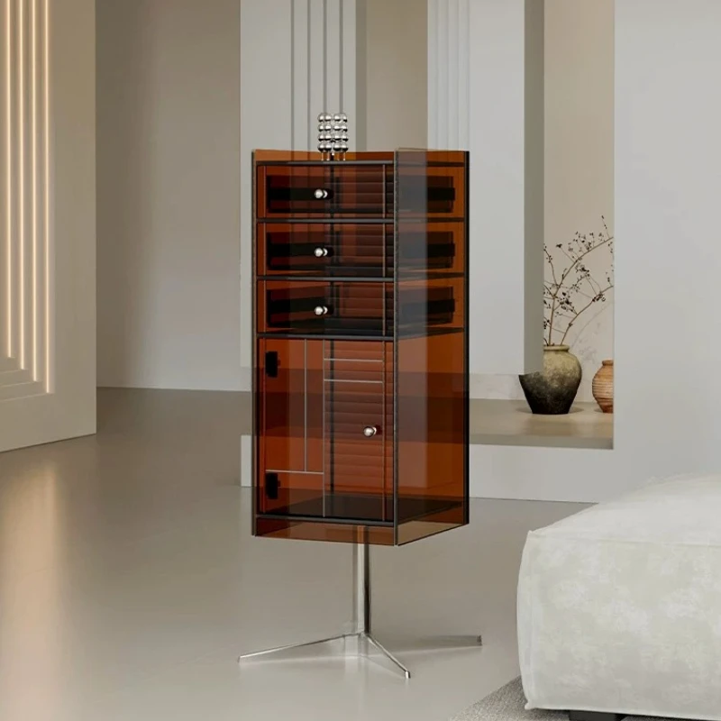 Acrylic floor rotating cabinet storage magazine locker modern simple living room