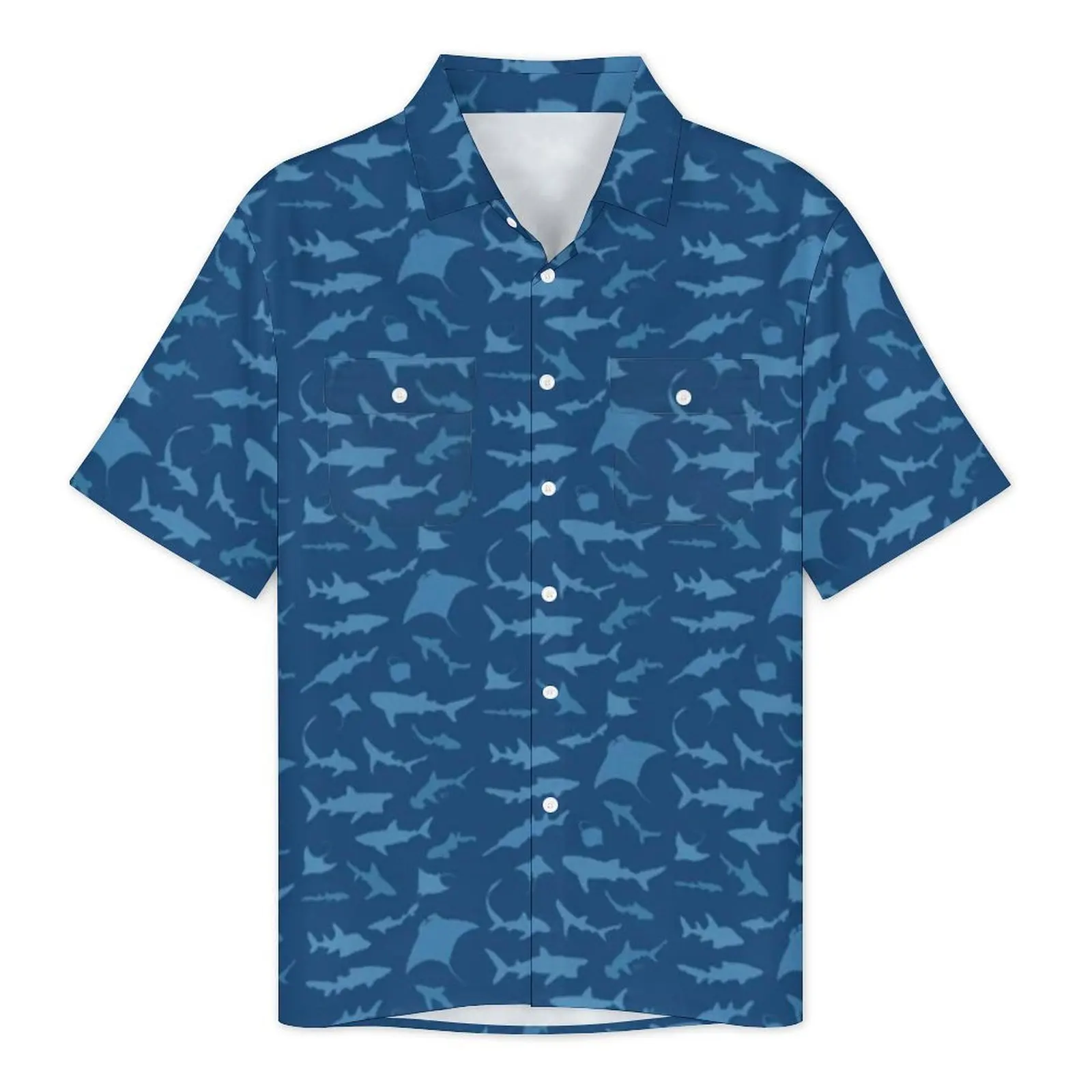 Types Of Shark Casual Shirt Sharks and Rays Blue Elegant Hawaii Shirts Mens Short Sleeve Beach Breathable Plus Size Blouses