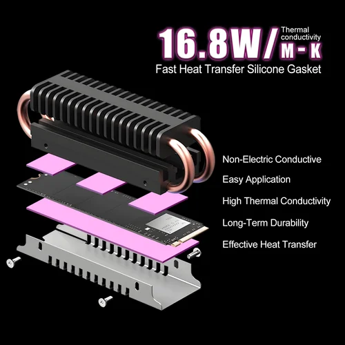 Imagen 2 del producto Almohadilla térmica Maxtor 16,8 W/mk disipación de calor almohadilla de silicona CPU/GPU tarjeta gráfica refrigeración por agua almohadilla térmica placa base