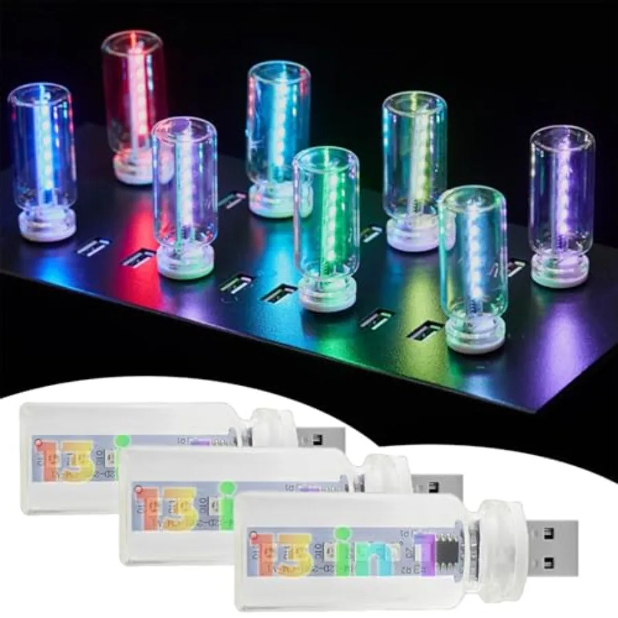 car USB Night Light Bulb, 13 Color Changing Modes Portable Plug-in Retro Car Interior Ambient Lights, Led USB Light Camping, Pa