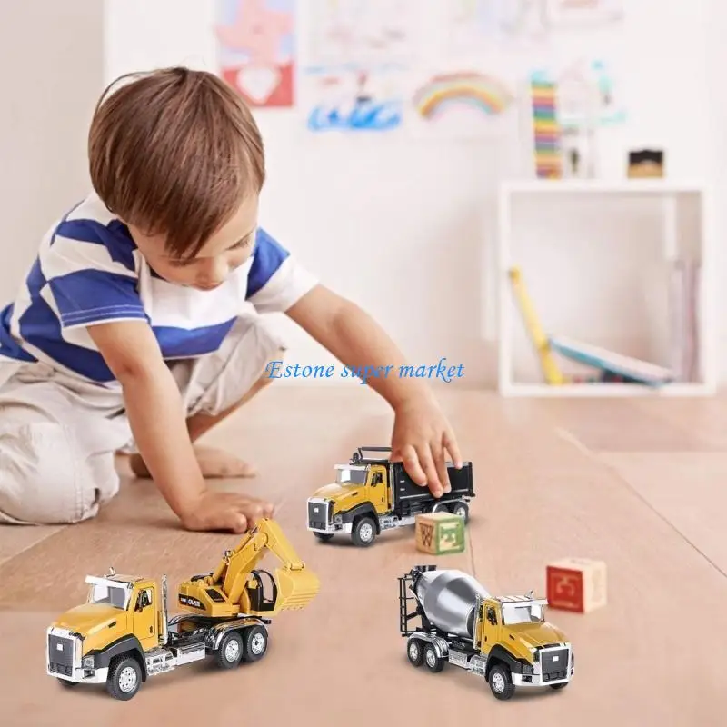 090B Boy Toy Care Engineering Xe máy xúc xích xe máy trộn mô hình xe tải mô hình sát sức mạnh cho bé trai học đồ chơi mô