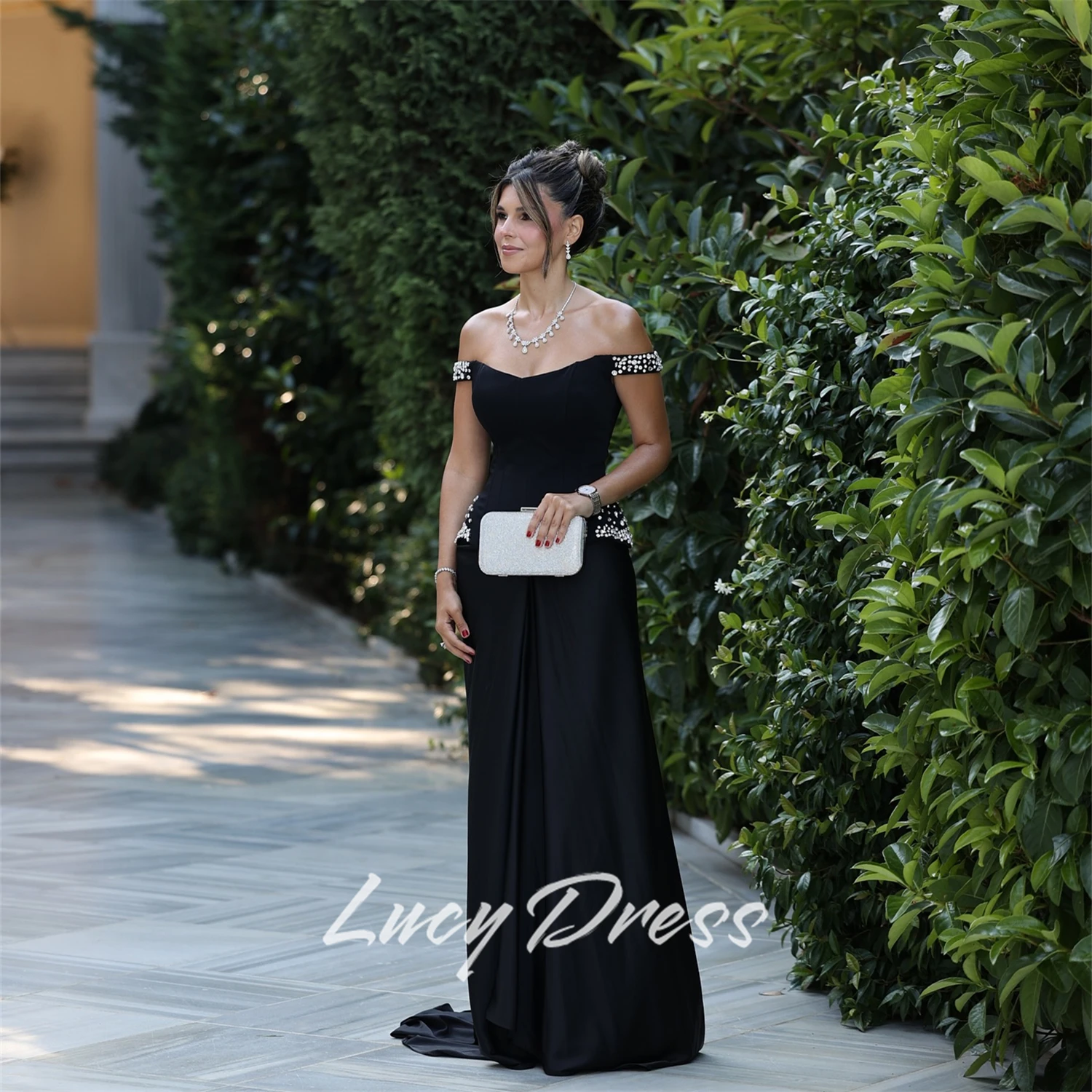 

Lucy Customized Evening Dresses Wedding Party Dress for Wedding Guest Elegant Glitter Fabric Happy Sharon Evening Dresses