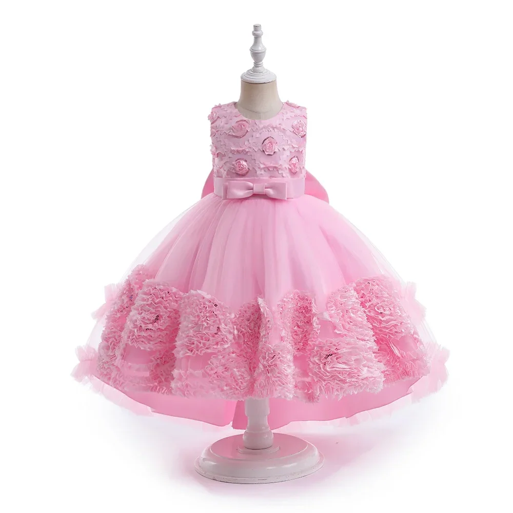 

Elegant train dress for ages 3-12 children's Christmas princess ball gown, flower girl bridesmaid dress