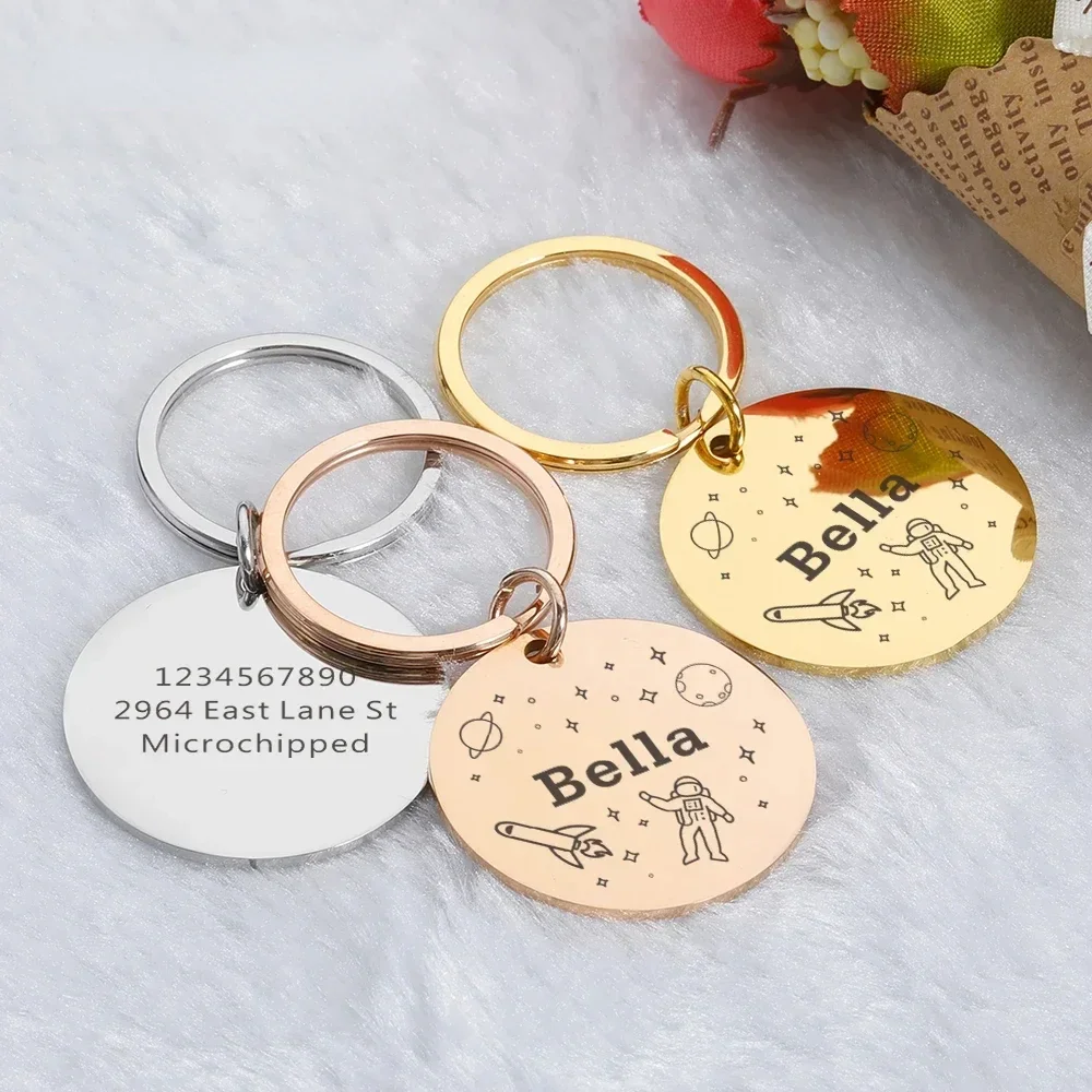 Personalized Pet Dog ID Tag Custom Anti-lost Pet Name Shiny Tags Engraving for Puppy ID Collar Nameplate Pendant for Puppy Dog