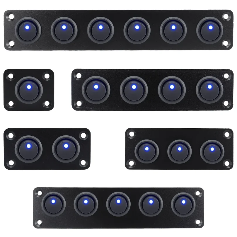 20A blue circular joystick switch panel with 3-pin aluminum waterproof 12V, suitable for cars, trucks, boats, RVs, yachts, etc