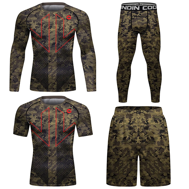 

Camouflage Sublimation Print Boxing MMA Rash Guard Jiu Jitsu T-shirt Cody Set Kickboxing Jerseys Muay Thai Shorts Jumpsuit men