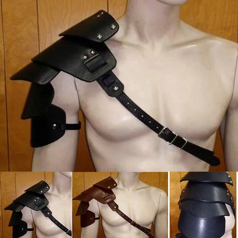 

Medieval Men Viking Single Shoulder Armor Knight Gladiator Samurai Pauldrons Steampunk Gothic Leather Spaulder Cosplay Costume
