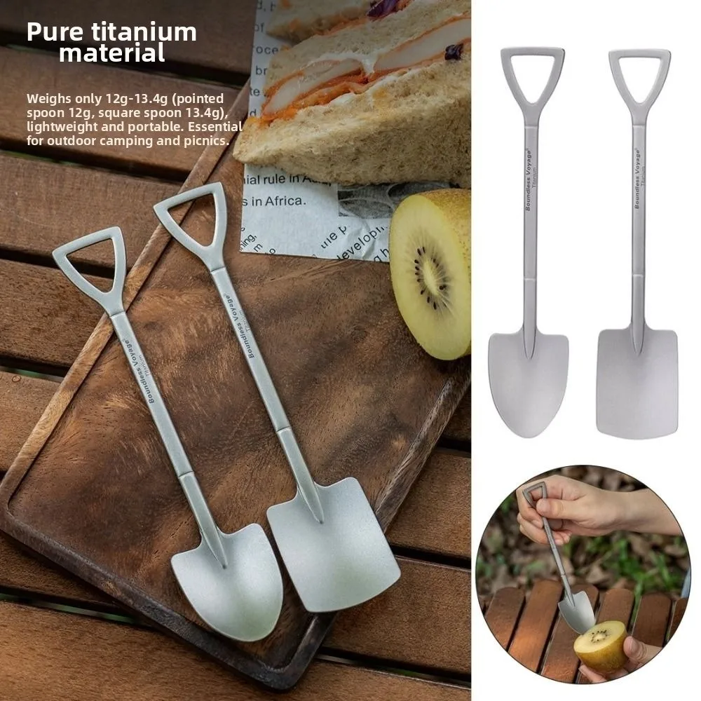 Portable Outdoor Dessert Fork Ultralight Multistyles Titanium Shovel Spoon Mini Creative Cute Lightweight Tableware