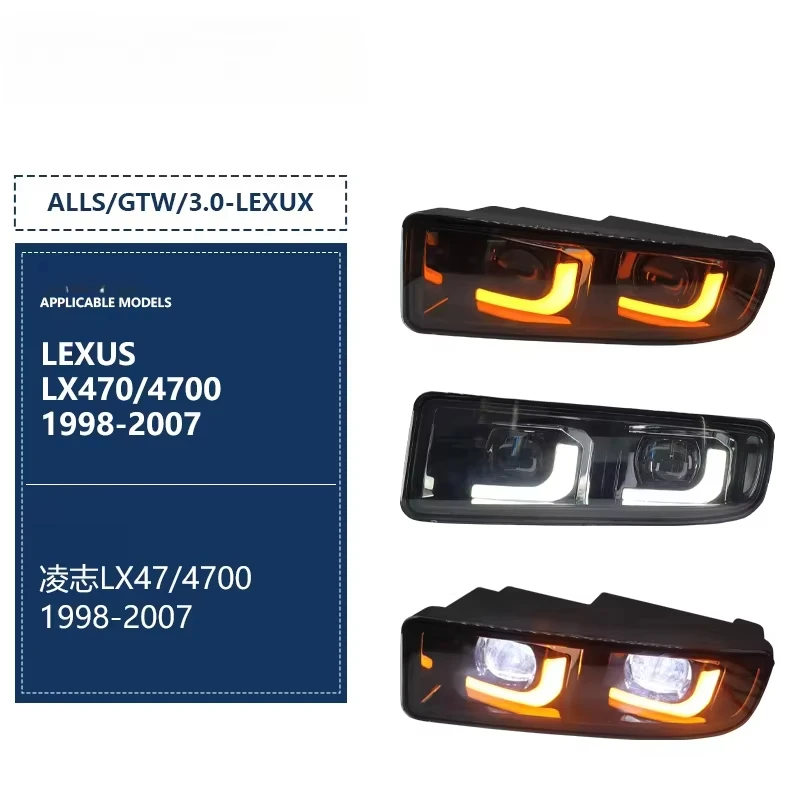 

2 шт. для Lexus LX470 1998-2007 противотуманные фары BI светодиодные двухлучевые лампы проектора линзы указателя поворота дневные ходовые модифицированные противотуманные фары