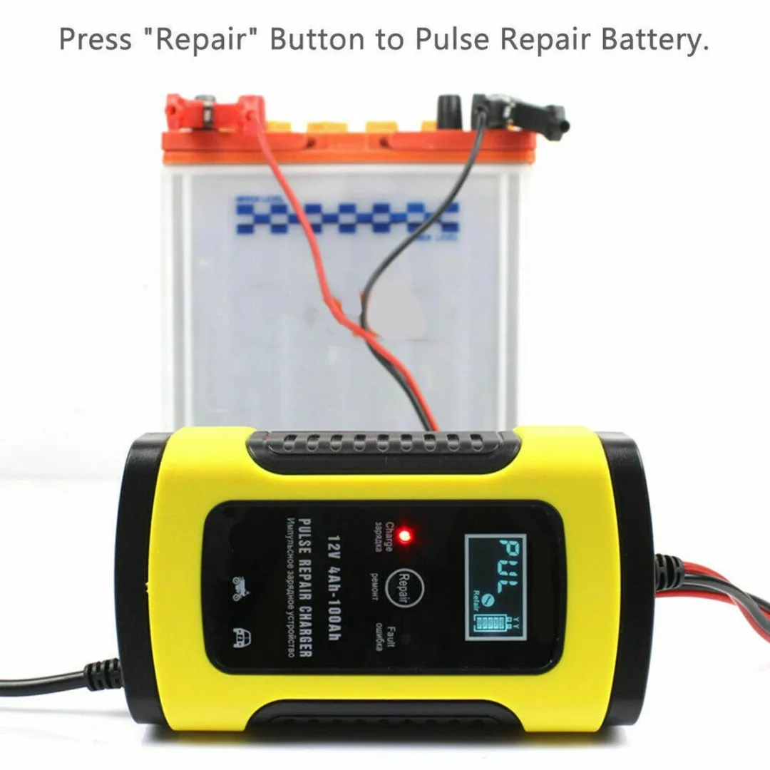 Smart Car Battery Charger 12V Automatic Pulse Repair LCD Display UK Plug