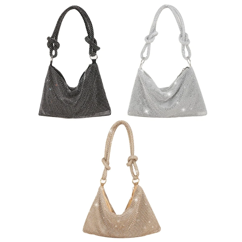 

Gorgeous Shiny Underarm Bag Sparkling Shoulder Bag Handbag Hobo Bag for Rhinestone Evening Bags for Cocktail