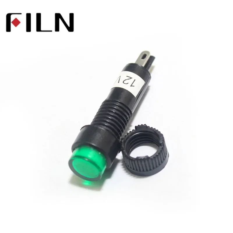 FILN 8mm LED Pilot Light 12V Plastic Indicator for Car Boat Panel Modification, Control Panel Warning & Dashboard Signal Ligh
