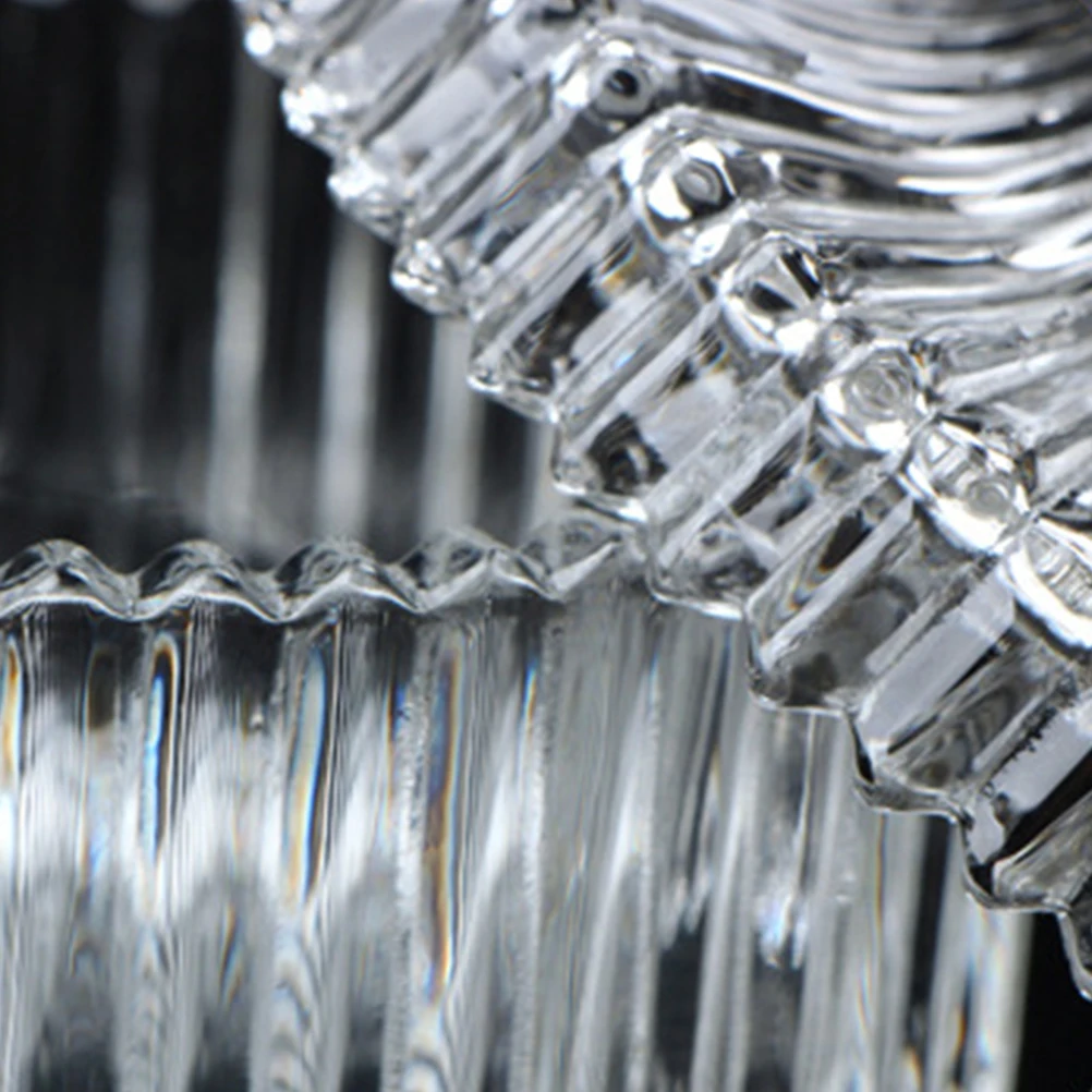 

Striped Transparent Glass Storage Jar with Cover Large Capacity Candy Seasoning Canister for Kitchen Bathroom Desktop