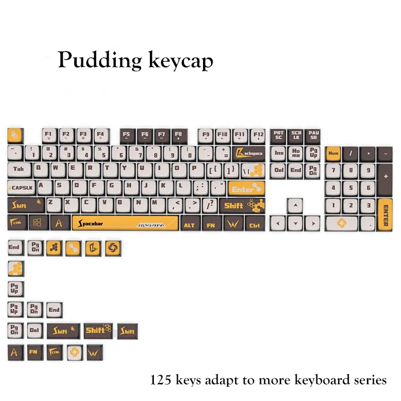 

125key Heat Press Sublimation PBT Keycaps SAX Profile Simple Style Pudding Key Cap Bottom Translucent Mechanical Keyboard